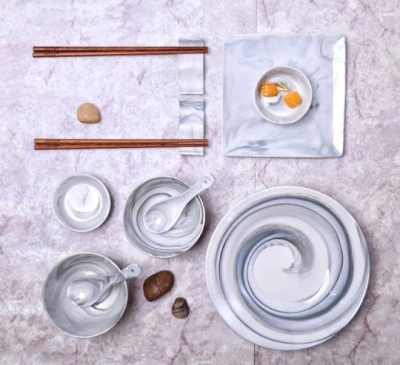 Bộ Chén Sứ Cao Cấp (2 người), Đá Hoa Cương, JOYYE