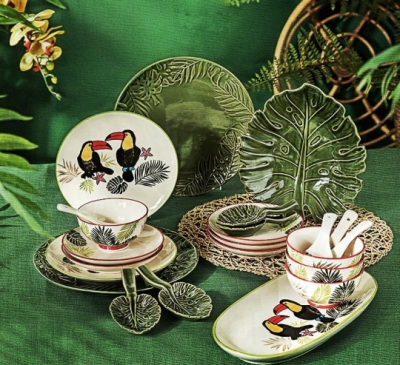 BỘ CHÉN DĨA MUỖNG SỨ - CHIM TOUCON (4 người), JOYYE